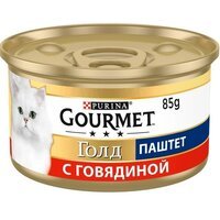 Упаковка влажного корма для кошек Gourmet Gold Паштет с говядиной 24 шт по 85г.