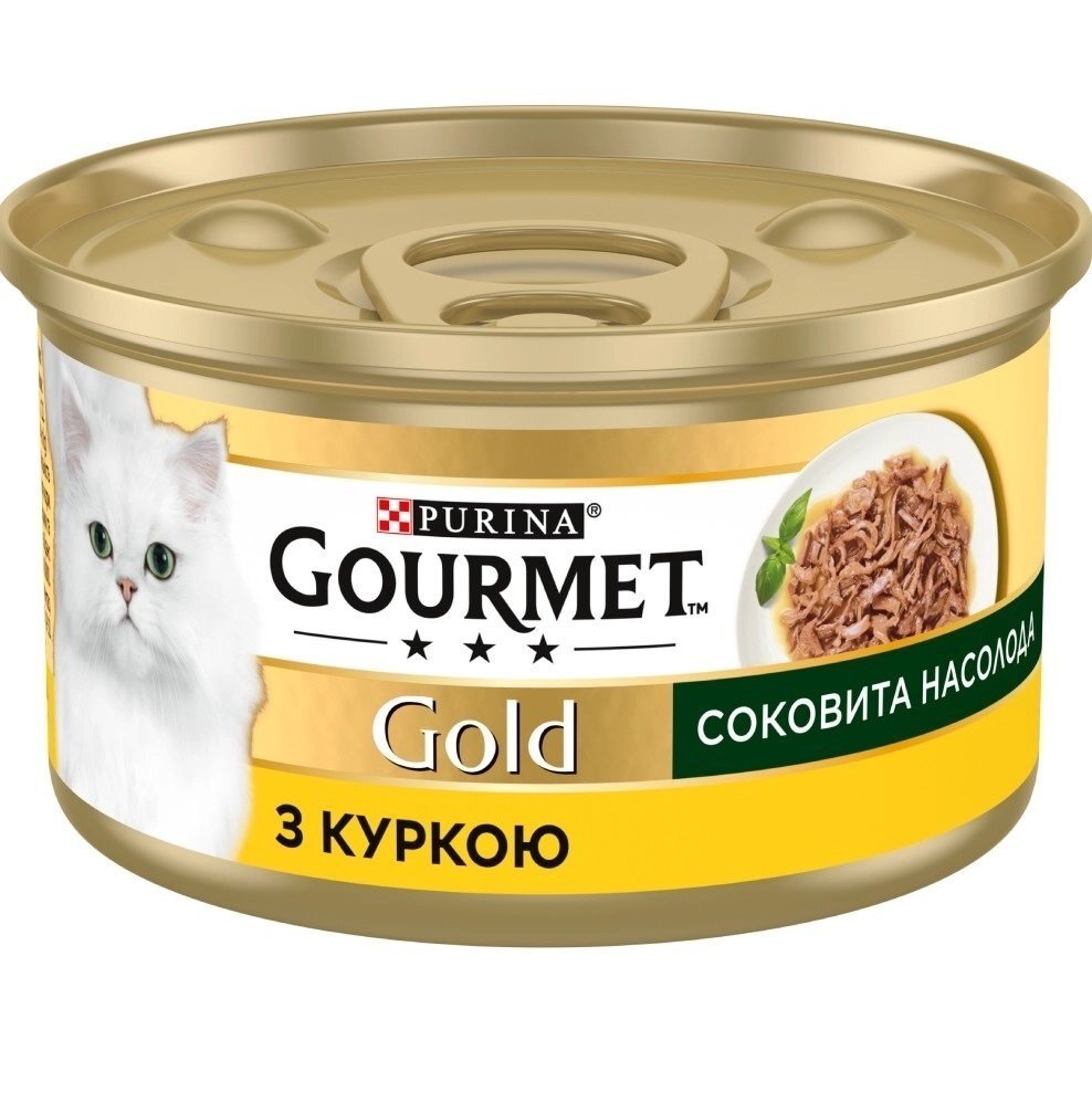 Упаковка вологого корму для кішок Gourmet Gold Соковита насолода з куркою 24 шт по 85г.фото1