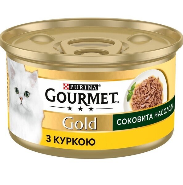 Упаковка влажного корма для кошек Gourmet Gold Сочное наслаждение с курицей 24 шт по 85г.