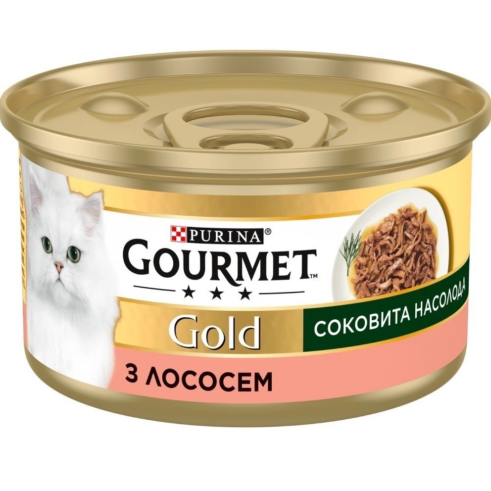 Упаковка влажного корма для кошек Gourmet Gold Сочное наслаждение с лососем 24 шт по 85г. фото 