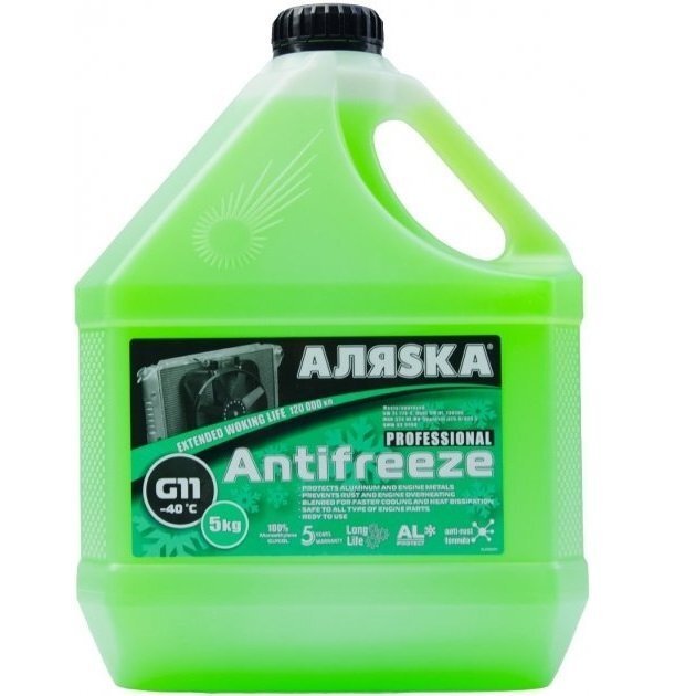 Антифриз Аляска Antifreeze -40°C Зелений 5л/4,9кг (481308) (5062)фото