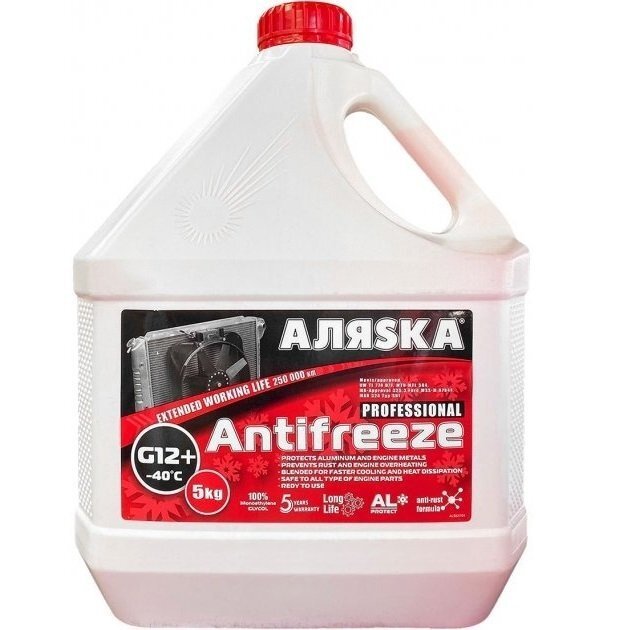 Антифриз Аляsка Antifreeze -40°C Красный 5л/4,9кг (4802648031) (5527) фото 