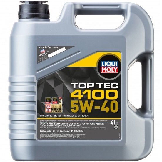 

Масло моторное Liqui Moly TOP TEC 4100 5W-40 API SN/CF ACEA A3/B4/C3, 4л (4807664647)