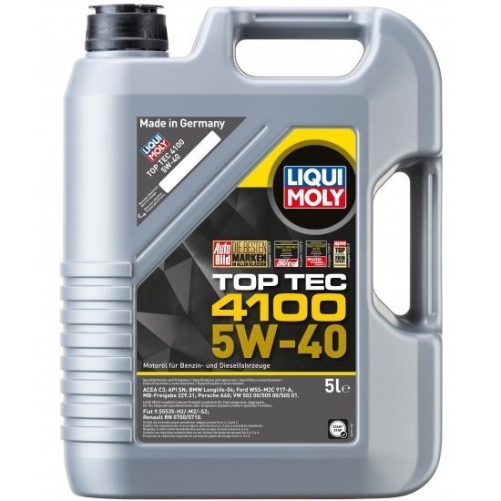 

Масло моторное Liqui Moly TOP TEC 4100 5W-40 API SN/CF ACEA A3/B4/C3, 5л (4807664648)