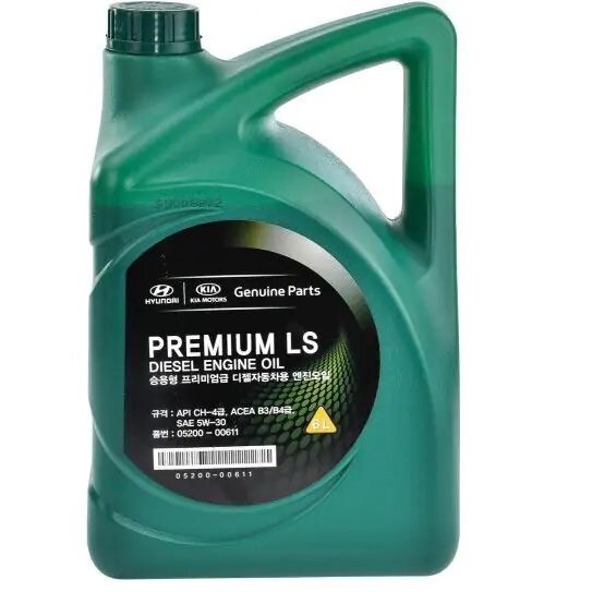 Олива моторна Mobis Premium LS Diesel 5W-30 API CH-4, ACEA A3/B4, 05200-00611, 6л (6900694771)фото