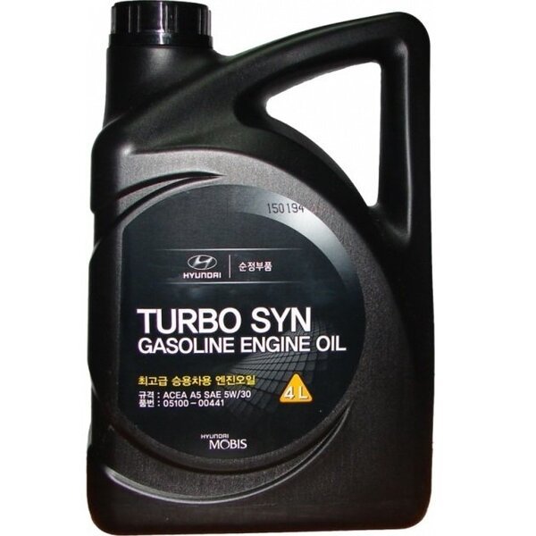 

Масло моторное Mobis Turbo Syn Gasoline 5W-30 ACEA A5 05100-00441, 4л (6900694741)