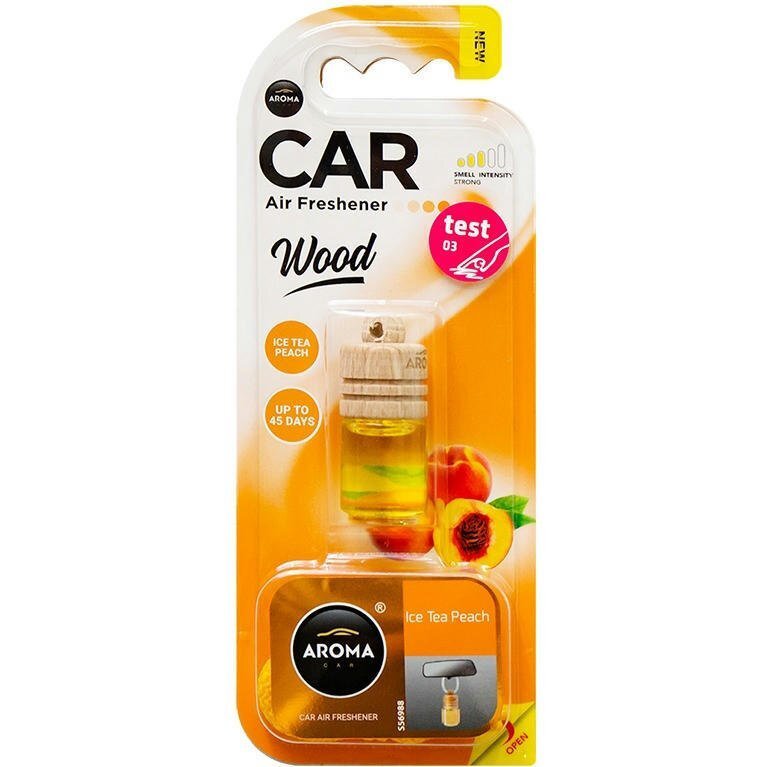 Ароматизатор повітря Aroma Car Wood 6мол. – Ice Tea Peach (92972) (5907718929720)фото1