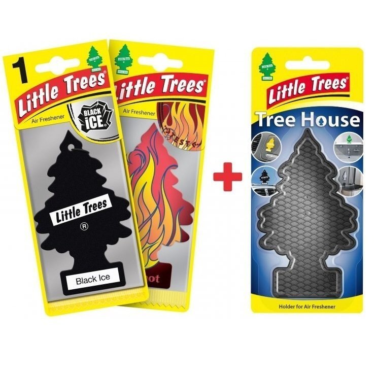 Ароматизатор воздуха Little Trees Автомобилист (Черный лед, Красное пламя, держатель Tree House черный) (78092set) фото 1
