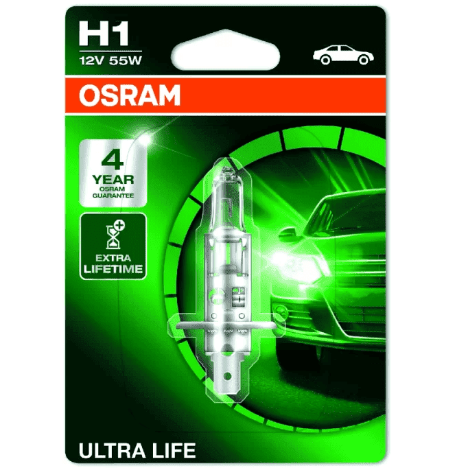 Лампа Osram галогенова 12V H1 55W P14.5 Ultra Life (OS_64150_ULT-01B)фото