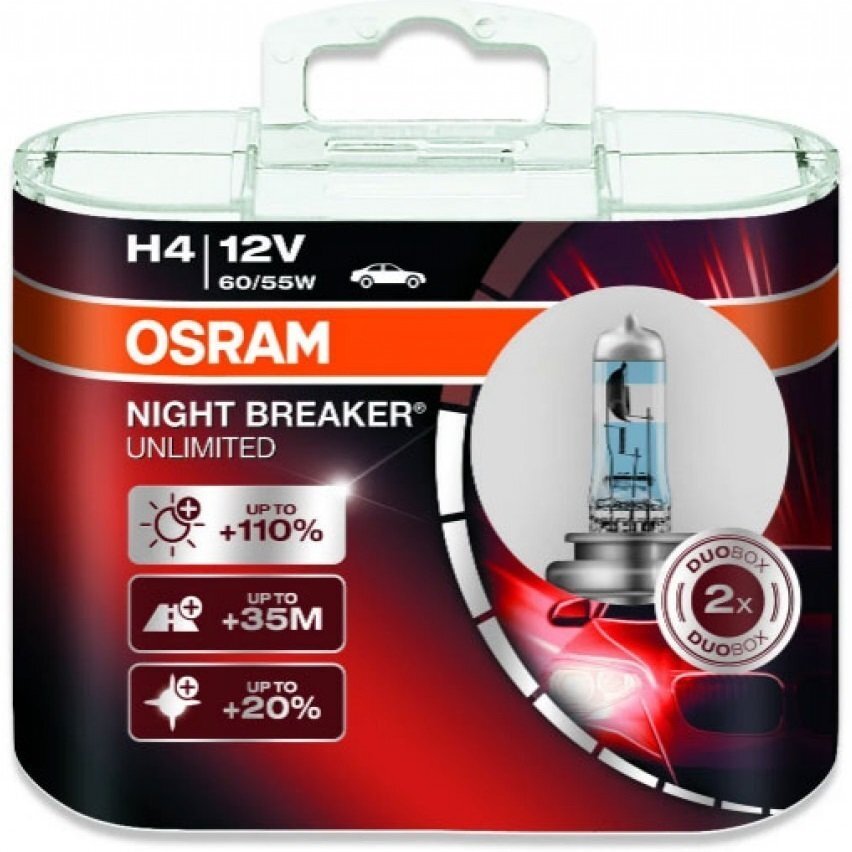 Лампа Osram галогеновая 12V H1 55W P14.5S Night Breaker Laser Next Generation +150%, Duobox (2шт) (OS_64150_NL-HCB) фото 