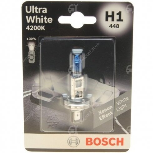 Акція на Лампа Bosch галогеновая 12V H1 P14.5S Ultra White 4200K (BO_1987301088) від MOYO