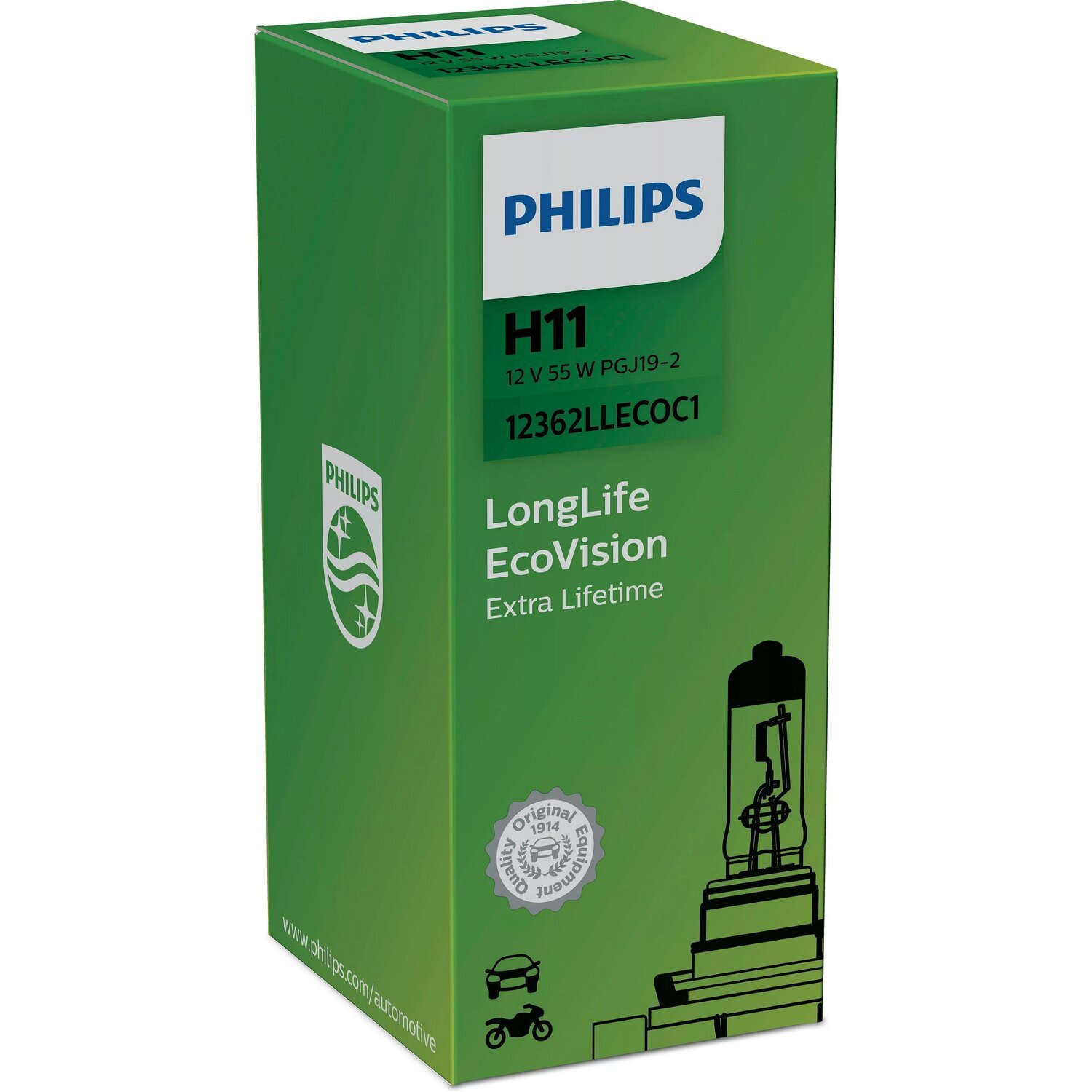 Лампа Philips галогеновая 12V H11 55W Pgj19-2 Longlife Ecovision (PS_12362_LLECO_C1) фото 