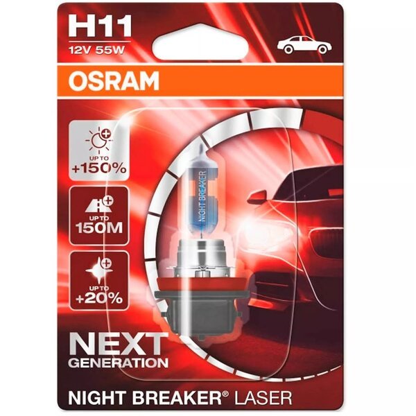 Акція на Лампа Osram галогеновая 12V H11 55W Pgj19-2 Night Breaker Laser Next Generation +150% (OS_64211_NL-01B) від MOYO