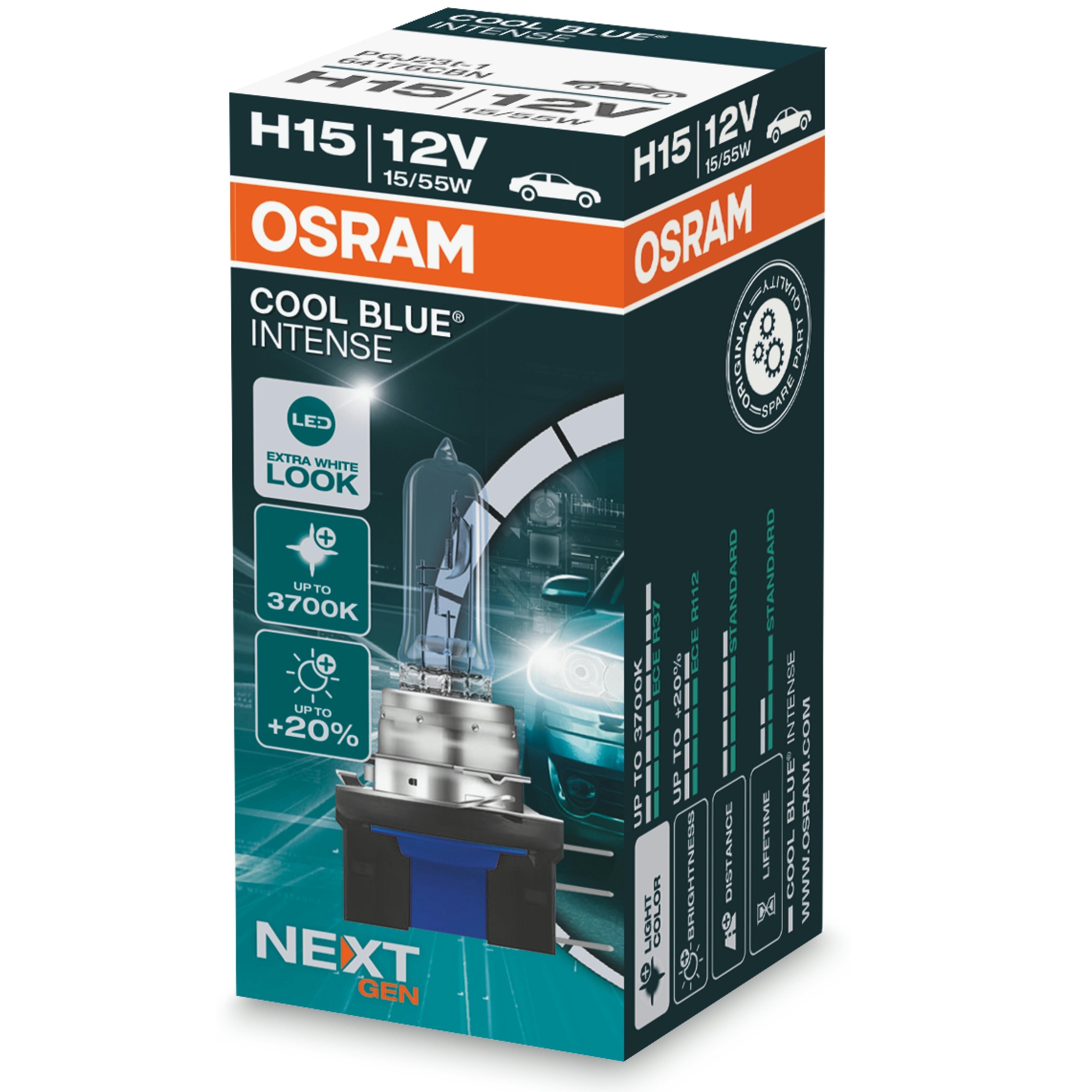 Лампа Osram галогенова 12V H15 15W Pgj23T-1 Cool Blue Intense Next Gen +100% (OS_64176_CBN)фото1
