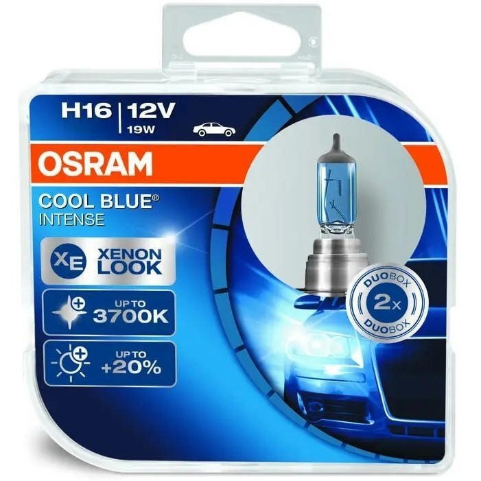 Лампа Osram галогенова 12V H16 19W Pgj19-3 Cool Blue Intense +20%, Duobox (2шт) (OS_64219_CBI-HCB)фото1
