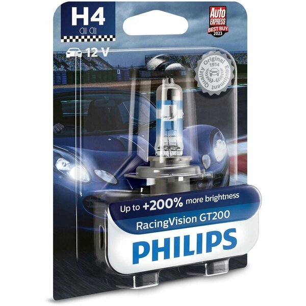 Акція на Лампа Philips галогеновая 12V H4 60/55W P43T-38 Racing Vision Gt200 (PS_12342_RGT_B1) від MOYO
