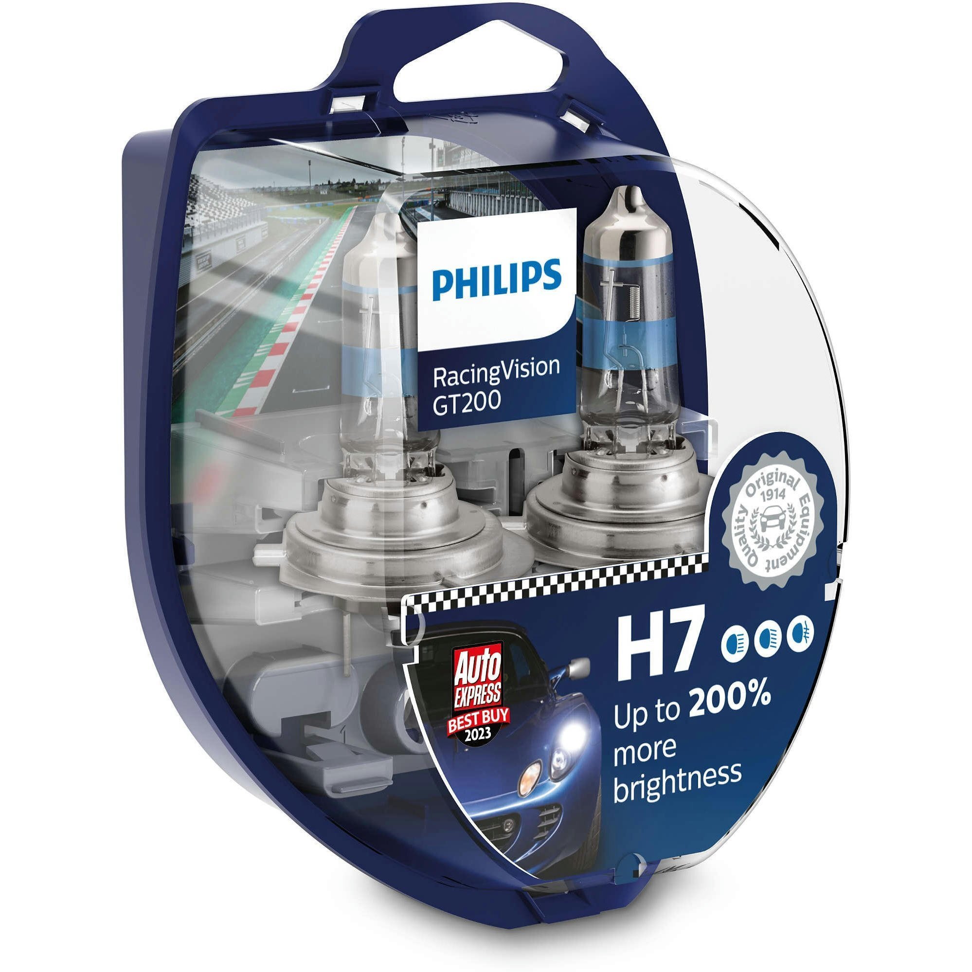 Лампа Philips галогенова 12V H7 55W Px26D Racing Vision Gt200 (2шт) (PS_12972_RGT_S2)фото1