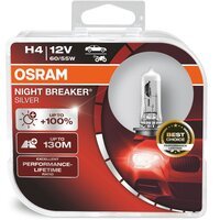 Лампа Osram галогенова 12V H4 60/55W P43T Night Breaker Silver +100%, Duobox (2шт) (OS_64193_NBS-HCB)