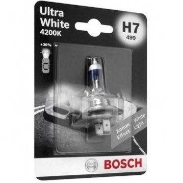 Лампа Bosch галогеновая 12V H7 Px26D Ultra White 4200K (BO_1987301090) фото 