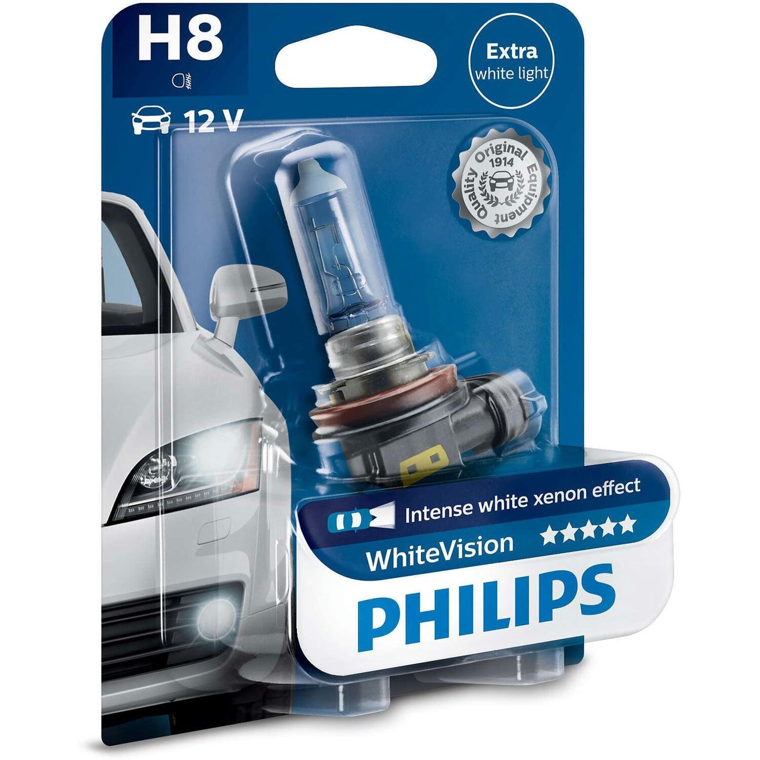 Лампа Philips галогенова 12V H8 35W Pgj19-1 Whitevision 3500K (PS_12360_WHV_B1)фото