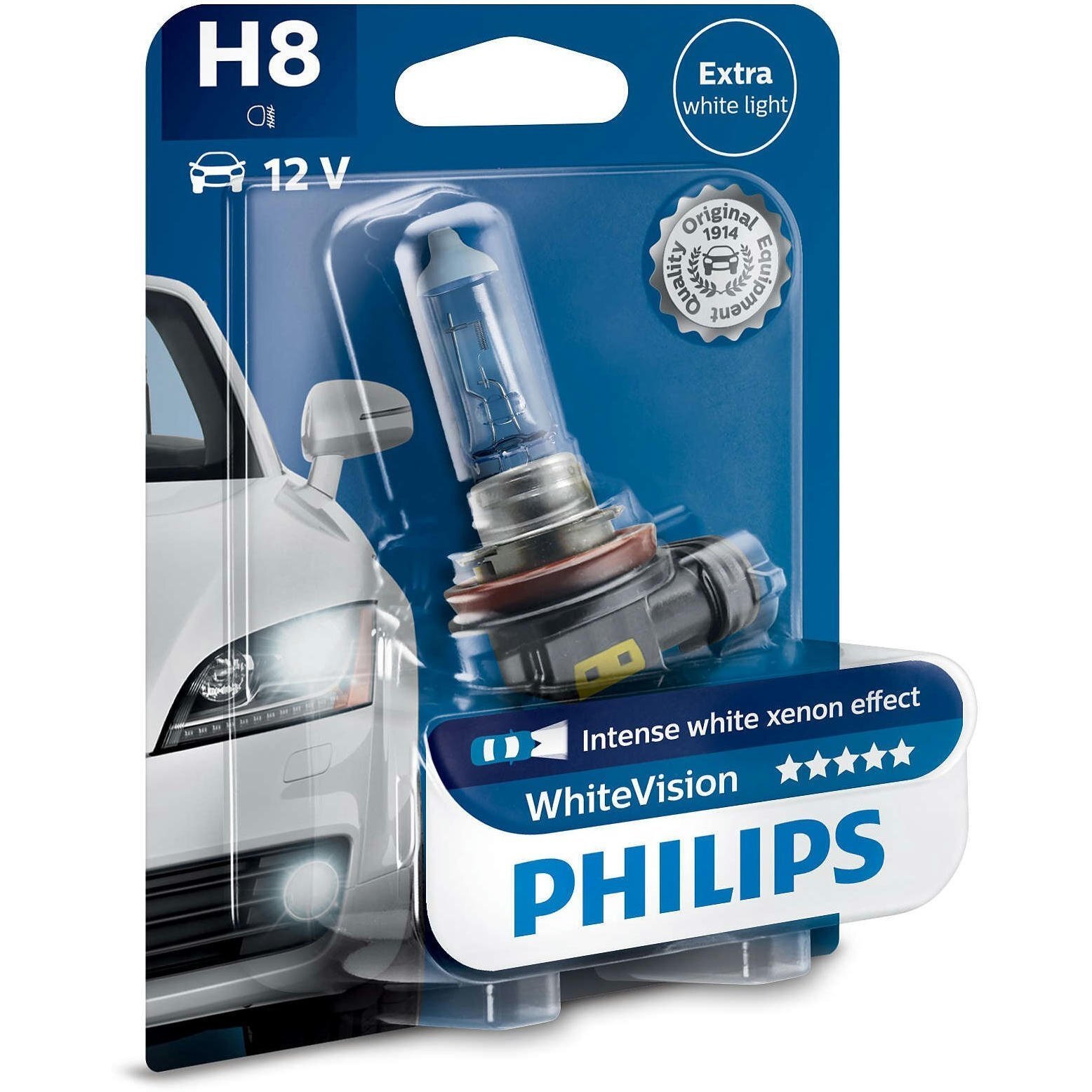 Лампа Philips галогеновая 12V H8 35W Pgj19-1 Whitevision 3500K (PS_12360_WHV_B1) фото 1