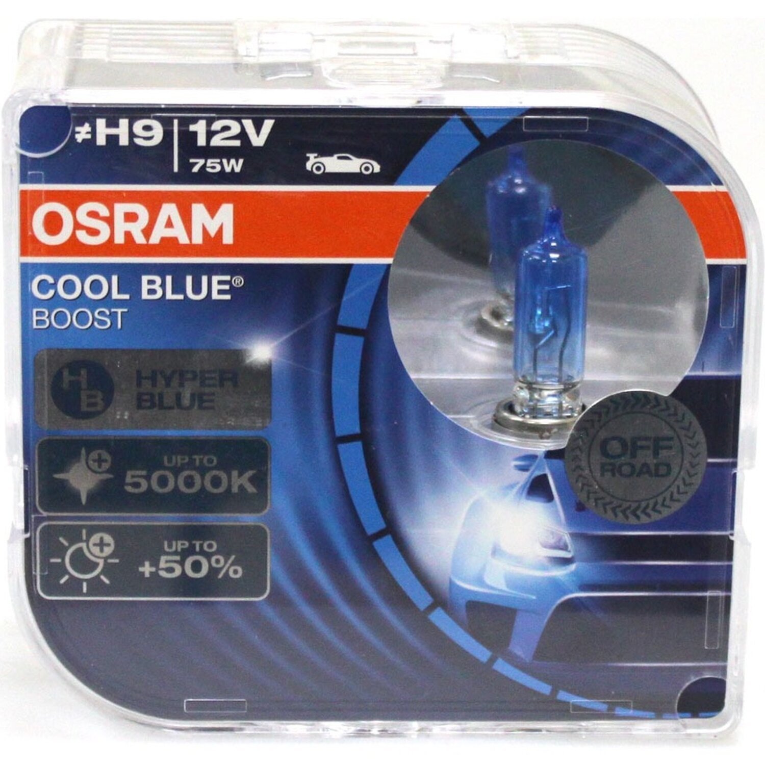 Лампа Osram галогеновая 12V H9 75W Pgj19-5 Cool Blue Boost +50%, Duobox (2шт) (OS_62213_CBB-HCB) фото 