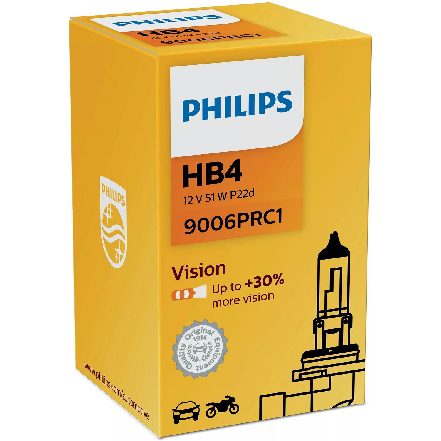 Лампа Philips галогеновая 12V Hb4 51W P22D Vision +30% (PS_9006_PR_C1) фото 