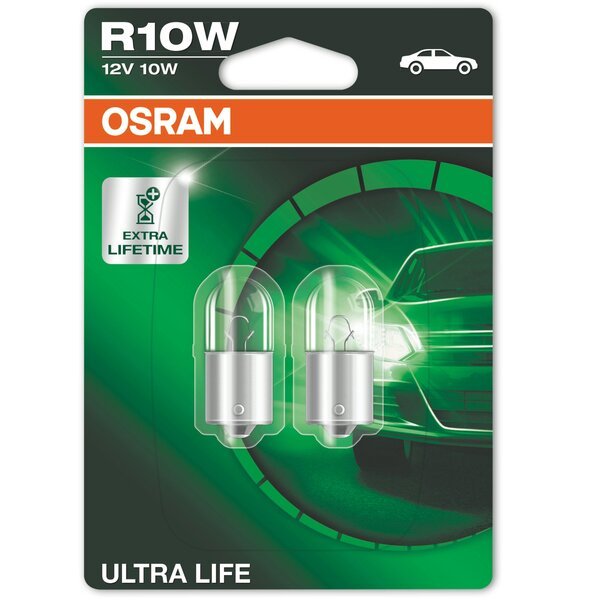 Акція на Лампа Osram накаливания 12V R10W 10W Ba15S Ultra Life (2шт) (OS_5008_ULT-02B) від MOYO