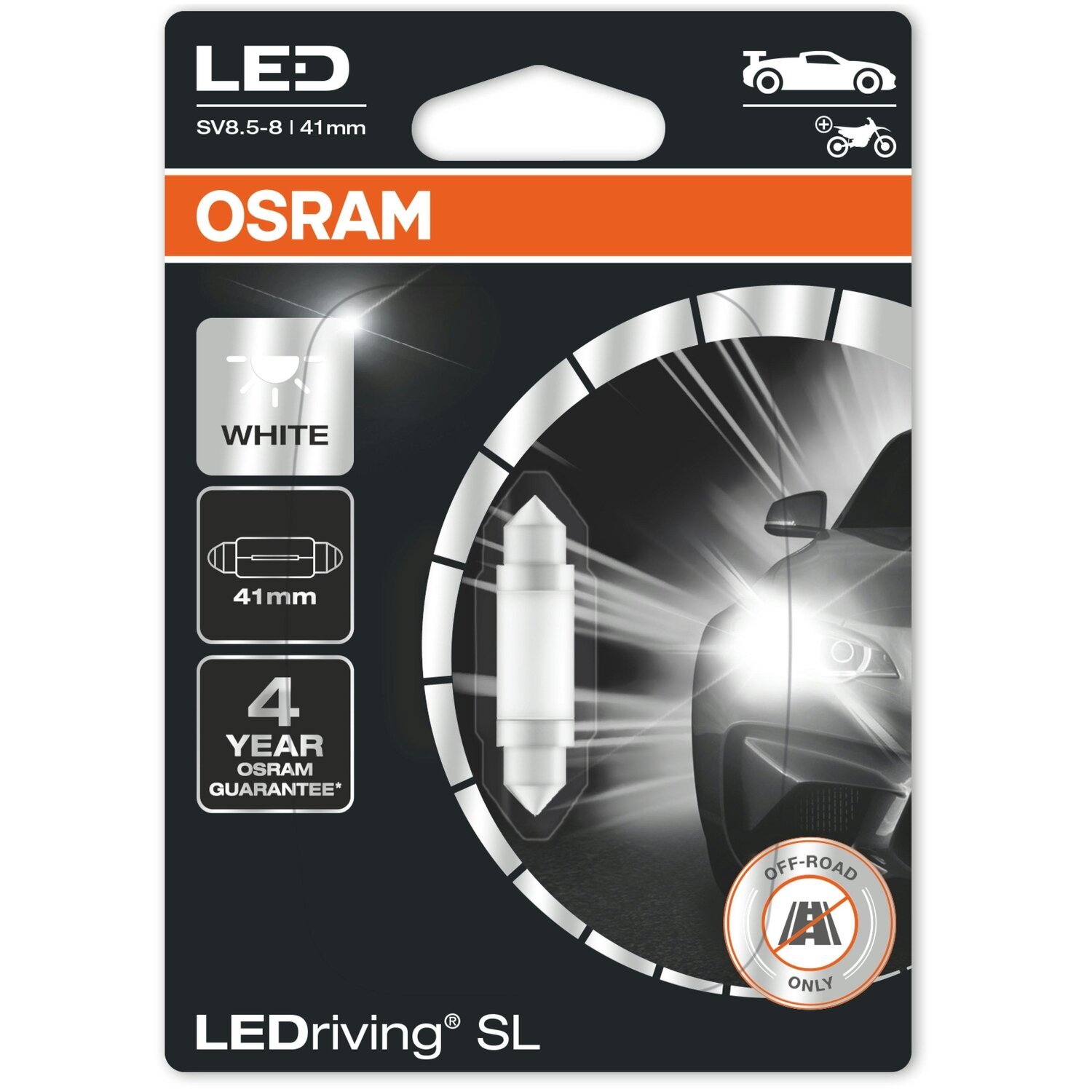 Лампа Osram светодиодная 12V C5W Led 0,6W 6000K 41Mm Sv8.5-8 Ledriving Sl (OS_6413_DWP-01B) фото 