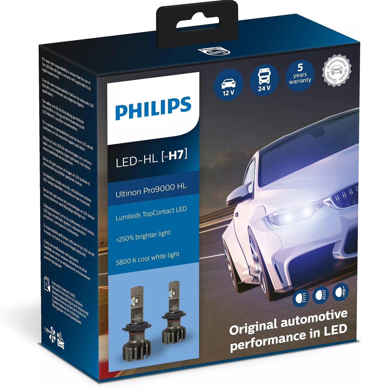 Лампа Philips светодиодная 12V/24V 18W H7 Led Px26D Ultinon Pro9000 + 250% (2шт) (PS_11972_U90CW_X2) фото 