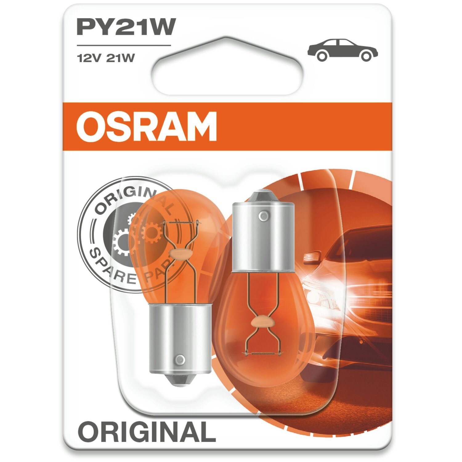 Лампа Osram розжарювання 12V Py21W 21W Bau15S Original Line (2шт) (OS_7507-02B)фото