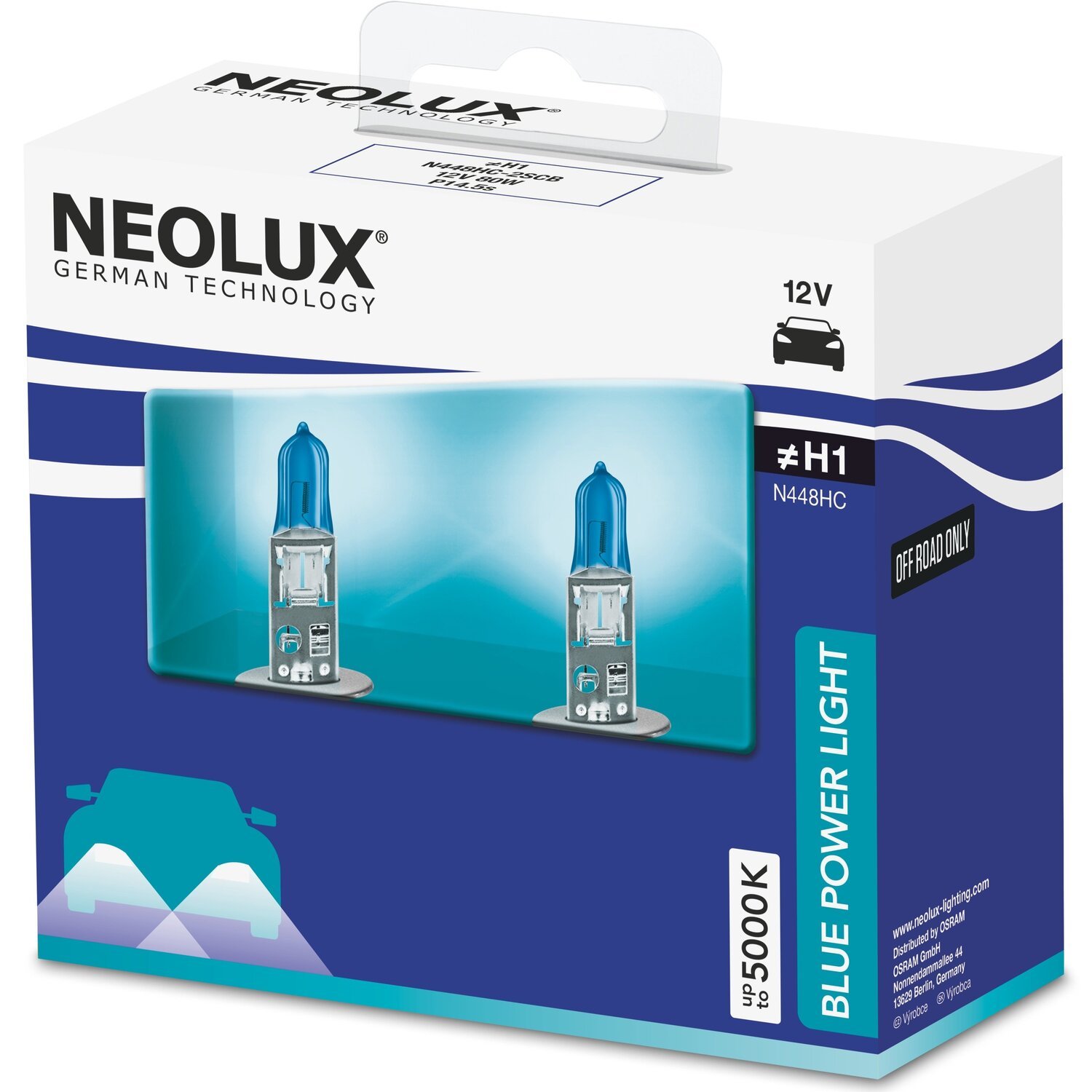 Лампа Neolux галогенова 12V H1 80W P14.5S Blue Power Light Duobox (2шт) (NE_N448_HC-SCB)фото