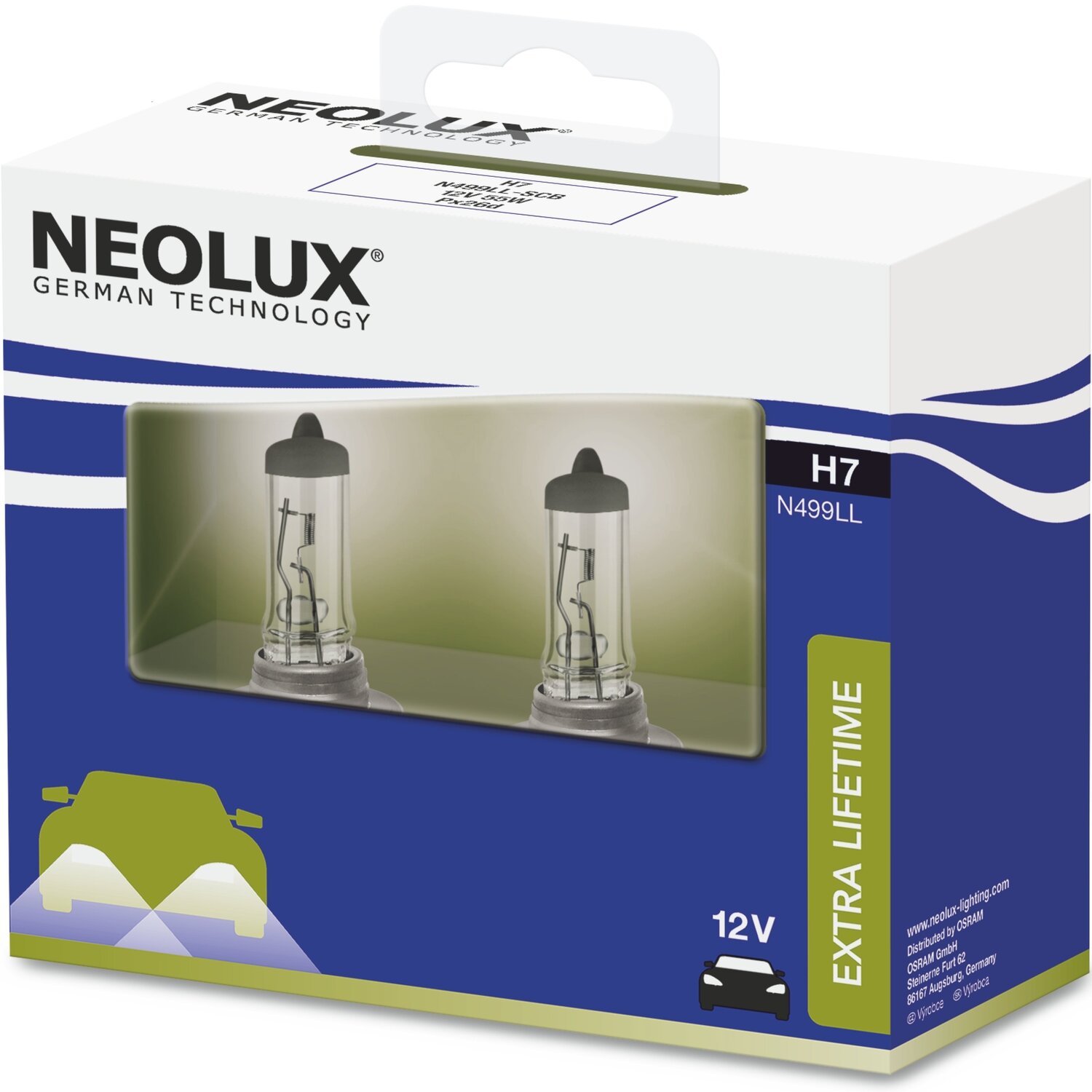 Лампа Neolux галогеновая 12V H7 55W Px26D Extra Lifetime Duobox (2шт) (NE_N499_LL-SCB) фото 