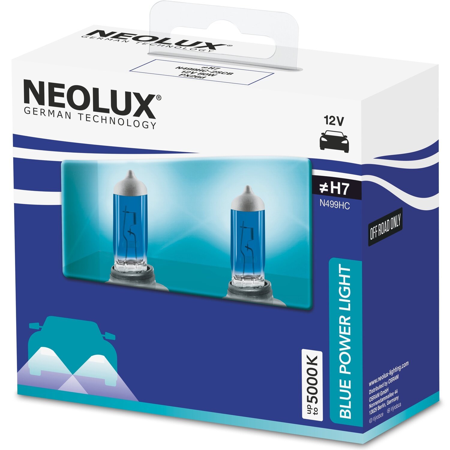 Лампа Neolux галогеновая 12V H7 80W Px26D Blue Power Light Duobox (2шт) (NE_N499_HC-SCB) фото 