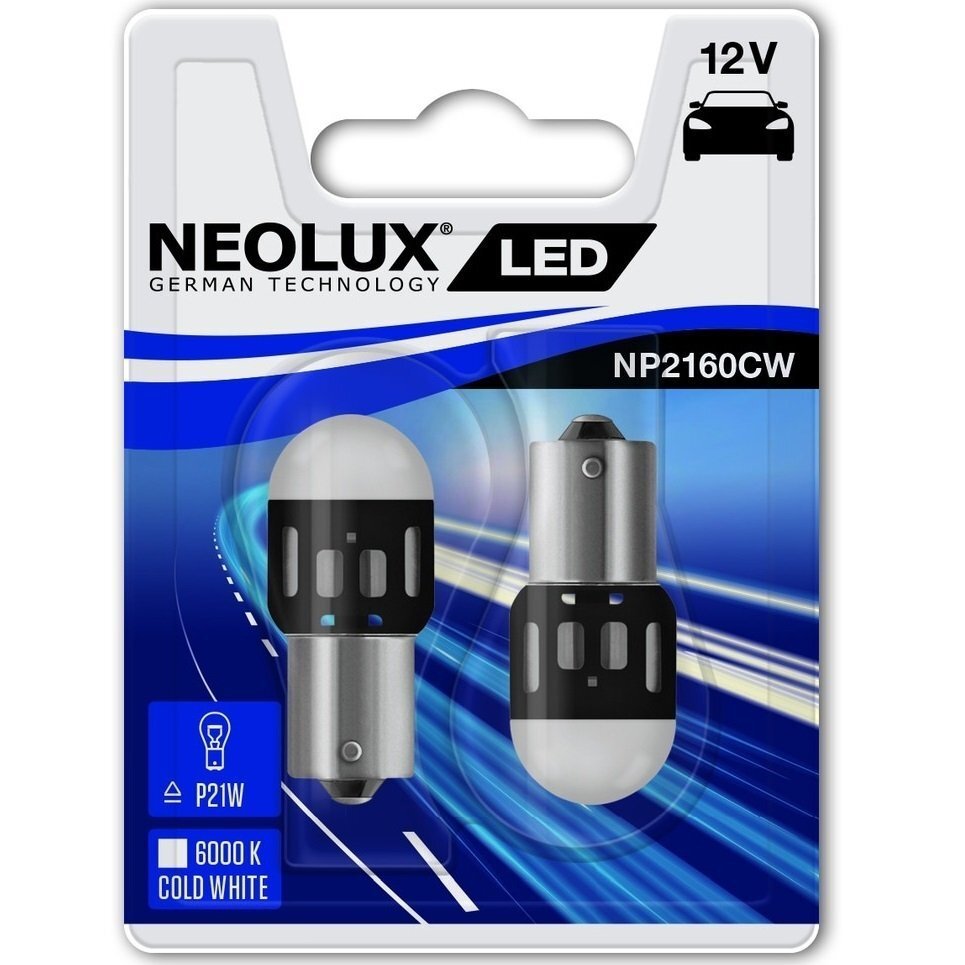 Лампа Neolux светодиодная 12V P21W Led 1.2W Ba15S (2шт) (NE_NP2160_CW-02B) фото 
