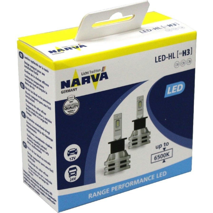 Лампа Narva світлодіодна 12V/24V 19W H3 Led New Range Performance Narva 6500K (2шт) (NV_18058_RPNVA_X2)фото1