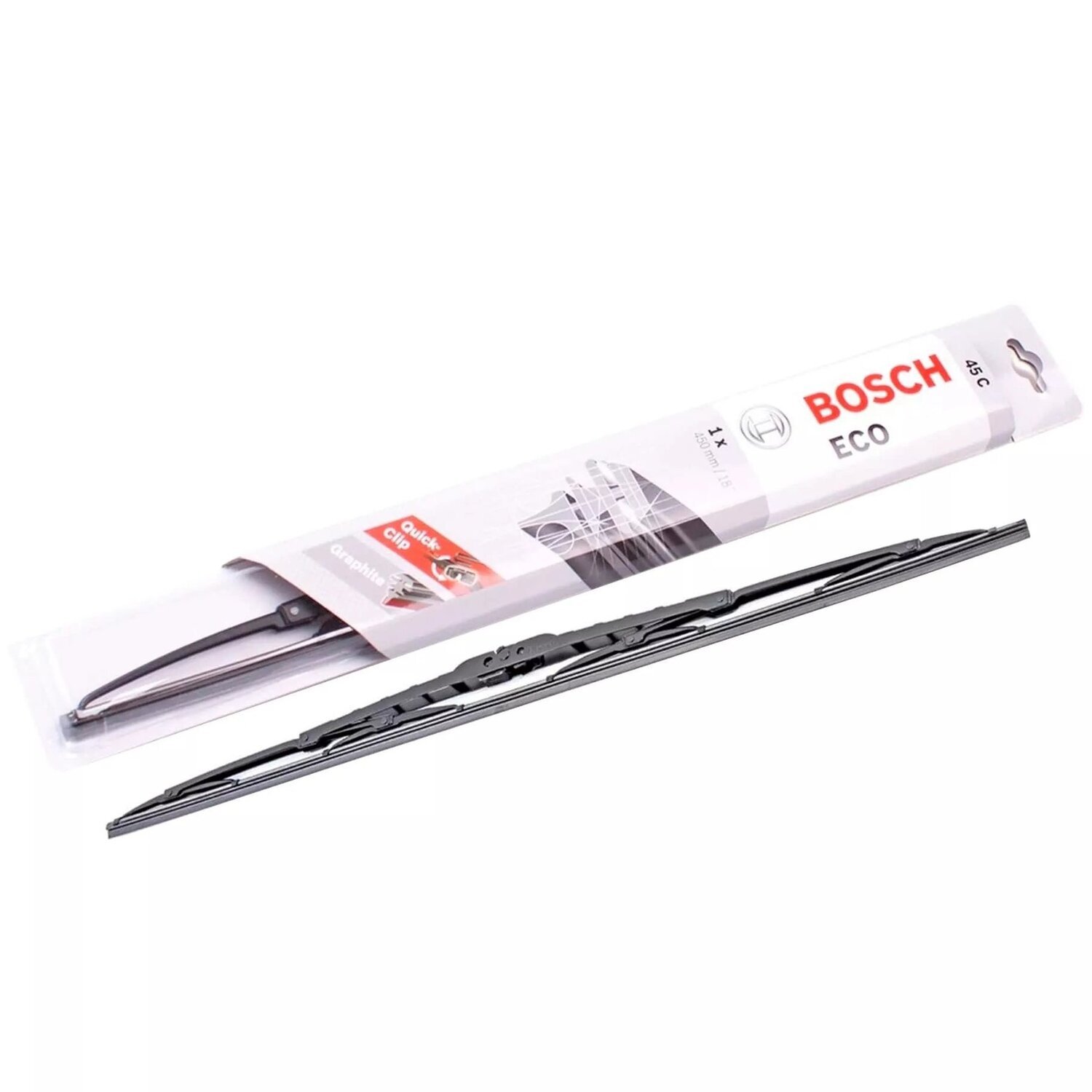 Щетка стеклоочистителя Bosch каркасная 450мм Eco, Hook(крючек) (BO_3397004668) фото 