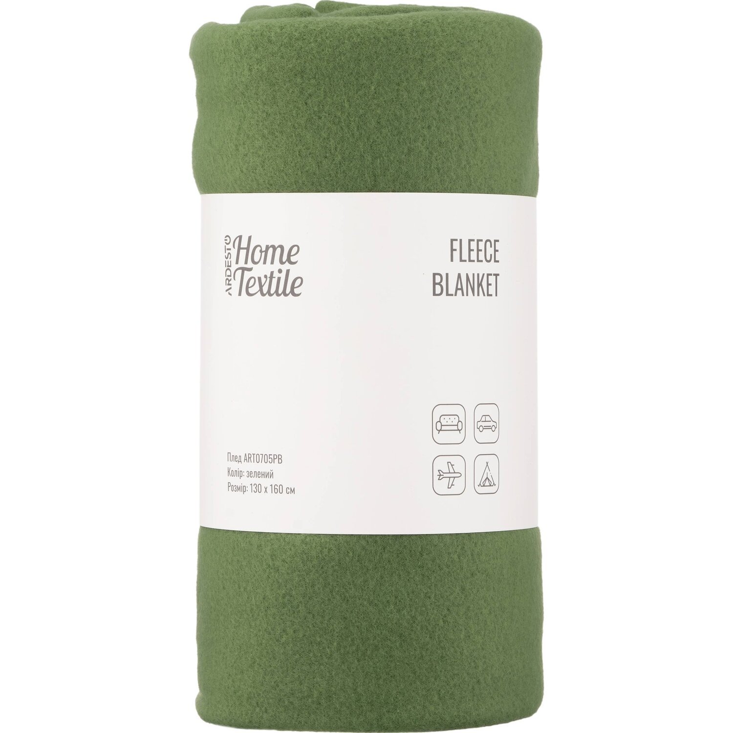 Плед Ardesto Fleece, 130x160 см, 100% полиэстер, зеленый (ART0705PB) фото 