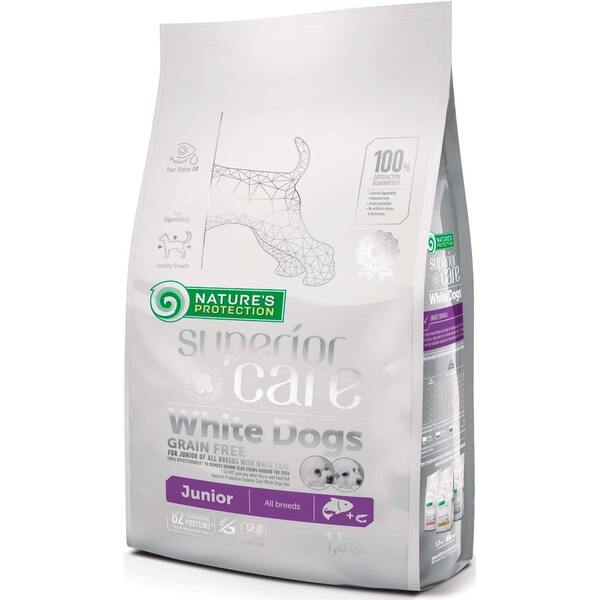 Сухой беззерновой корм для юниоров с белым окрасом шерсти Nature's Protection Superior Care All Breeds 1.5 кг