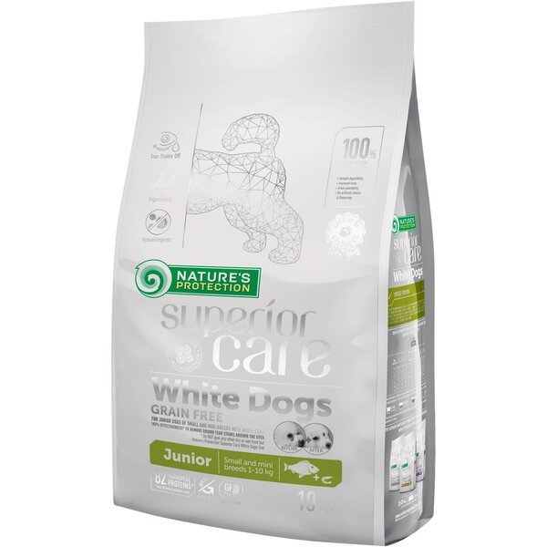 Сухой беззерновой корм для юниоров с белым окрасом шерсти Nature's Protection Superior Care Small and Mini Breeds 10 кг