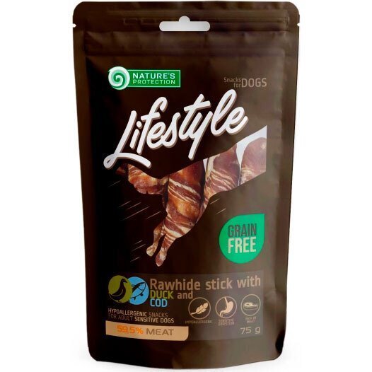 

Лакомство для собак Nature's Protection Lifestyle Snack роллы из утки и трески 75 г