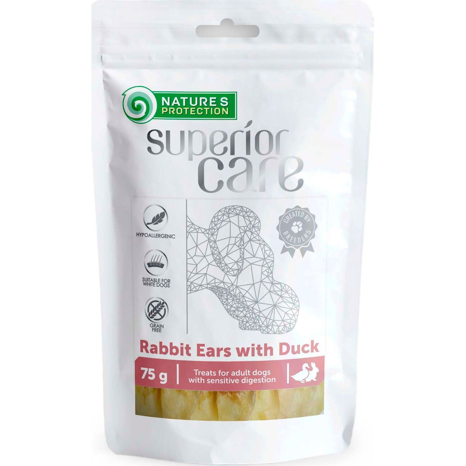 Ласощі для собак Nature`s Protection Superior Care Snacks кролячі вуха з качкою 75 гфото