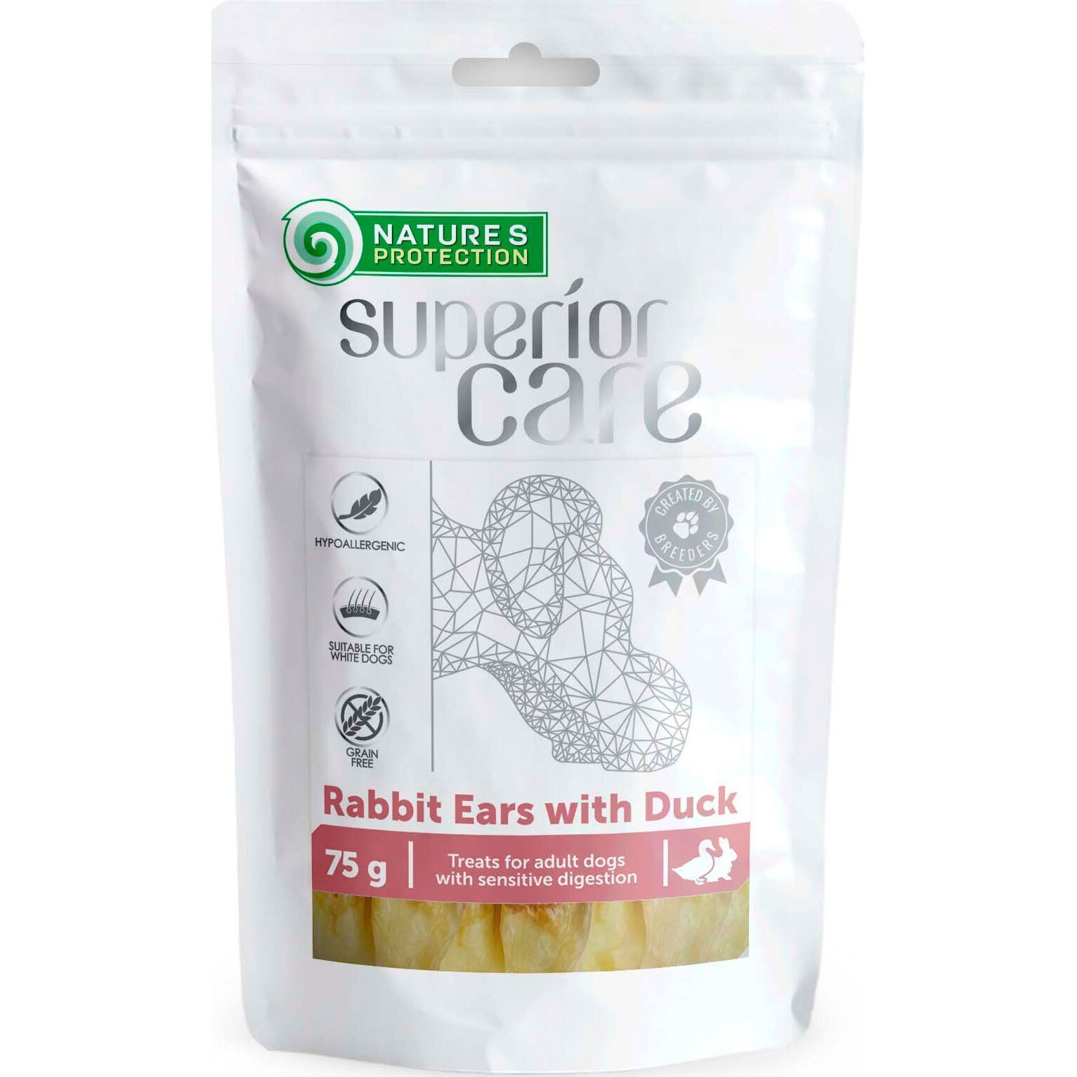 Лакомство для собак Nature's Protection Superior Care Snacks кроличьи уши с уткой 75 г фото 1