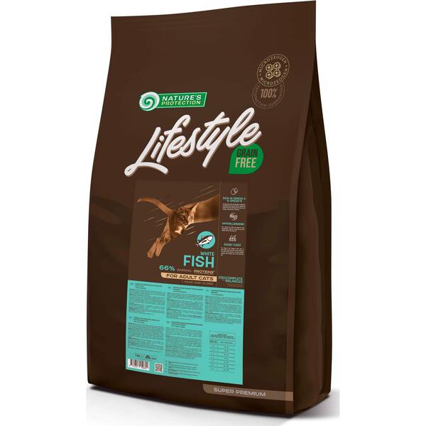 

Сухой беззерновой корм для котов Nature's Protection Lifestyle Adult с белой рыбой 7 кг