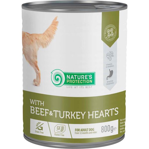 

Влажный корм для собак Nature's Protection с говядиной и сердцем индюшки 800 г