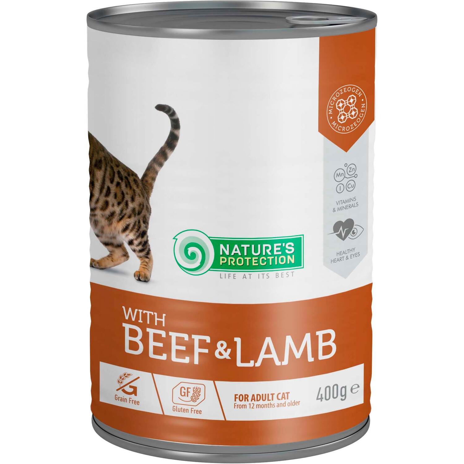 Вологий корм для котів Nature`s Protection з яловичиною та ягням 400 гфото