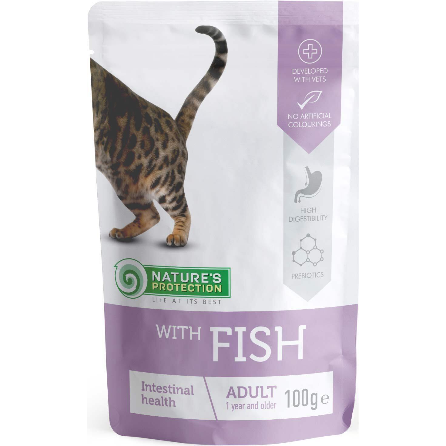 Влажный корм для котов с чуствительным пищеварением Nature's Protection Intestinal health с рыбой 100 г фото 1