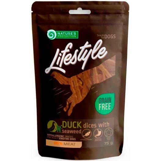 

Лакомство для собак Nature's Protection Lifestyle ломтики утки с морской капустой 75 г