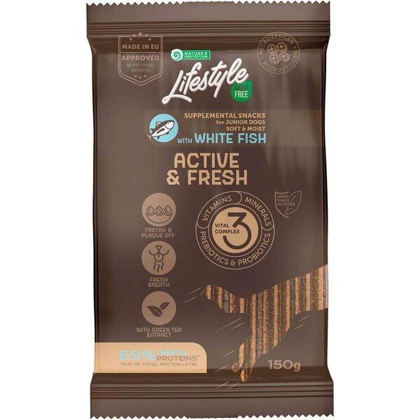 

Беззерновые лакомства для собак Nature's Protection Lifestyle с белой рыбой 150 г