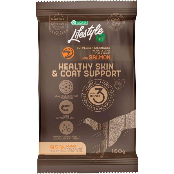 

Беззерновые лакомства для собак Nature's Protection Lifestyle Healthy Skin & Coat Support с лососем 160 г